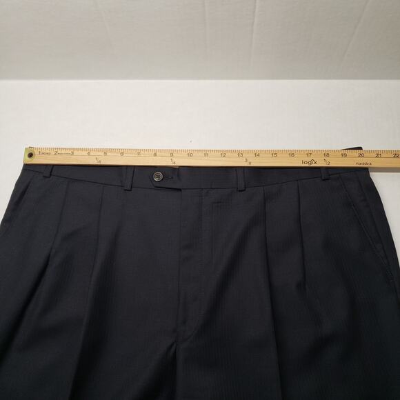 Vintage Ralph Lauren Chaps Suit Men 46 Reg 40x27 Navy Tonal Stripe Wool Cashmere - Picture 14 of 16